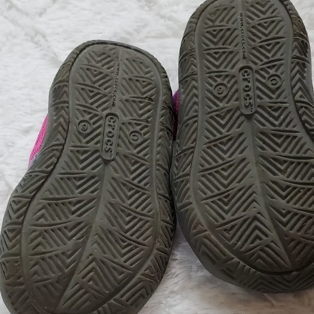 Crocs Pink & Gray Swiftwater Pool Slides Sandals